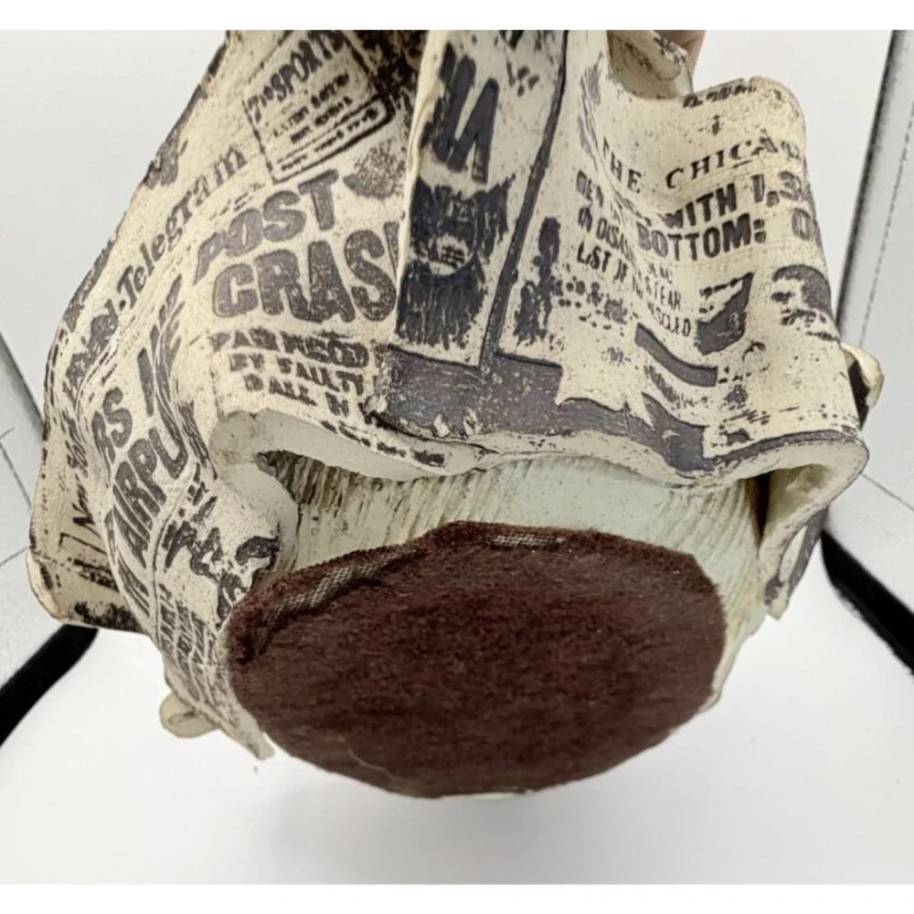 🏺📰 VTG Ron Krogh Pottery Newspaper Collage Pitcher 📰🏺